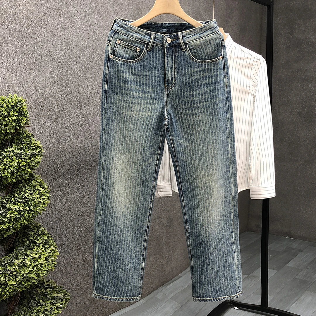 韩系高街宽松牛仔裤男生潮牌牛仔长裤2025年秋季新款男士直筒裤子