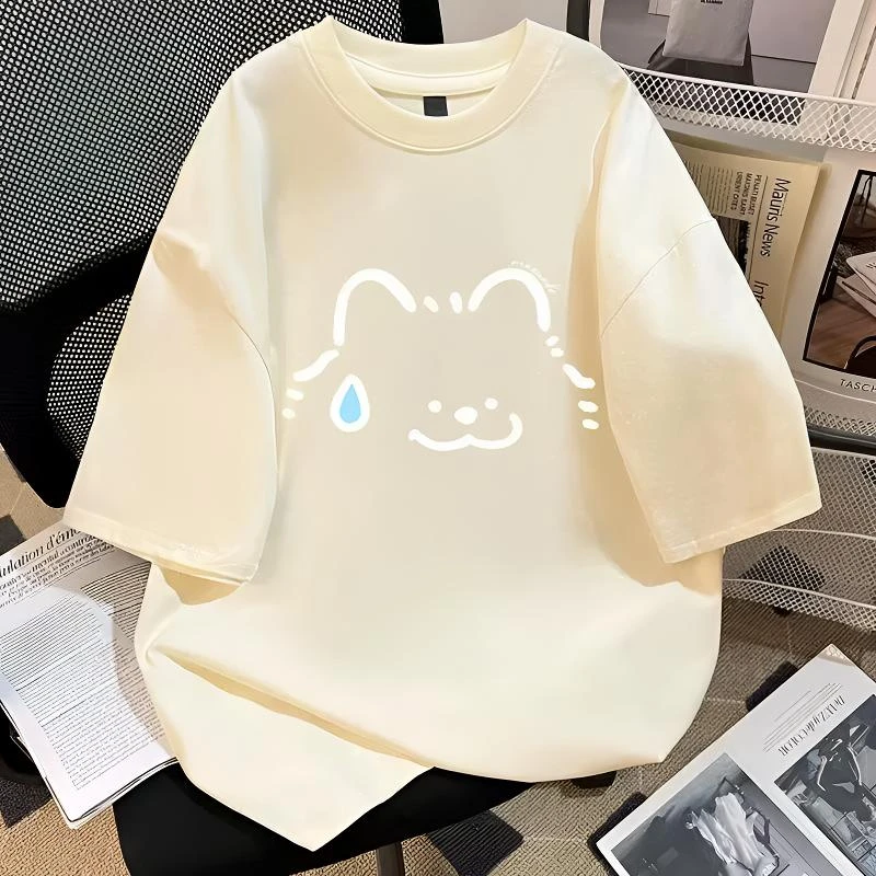 男女大童夏装宽松大版纯棉短袖t恤夏季新款中大童小众设计感上衣