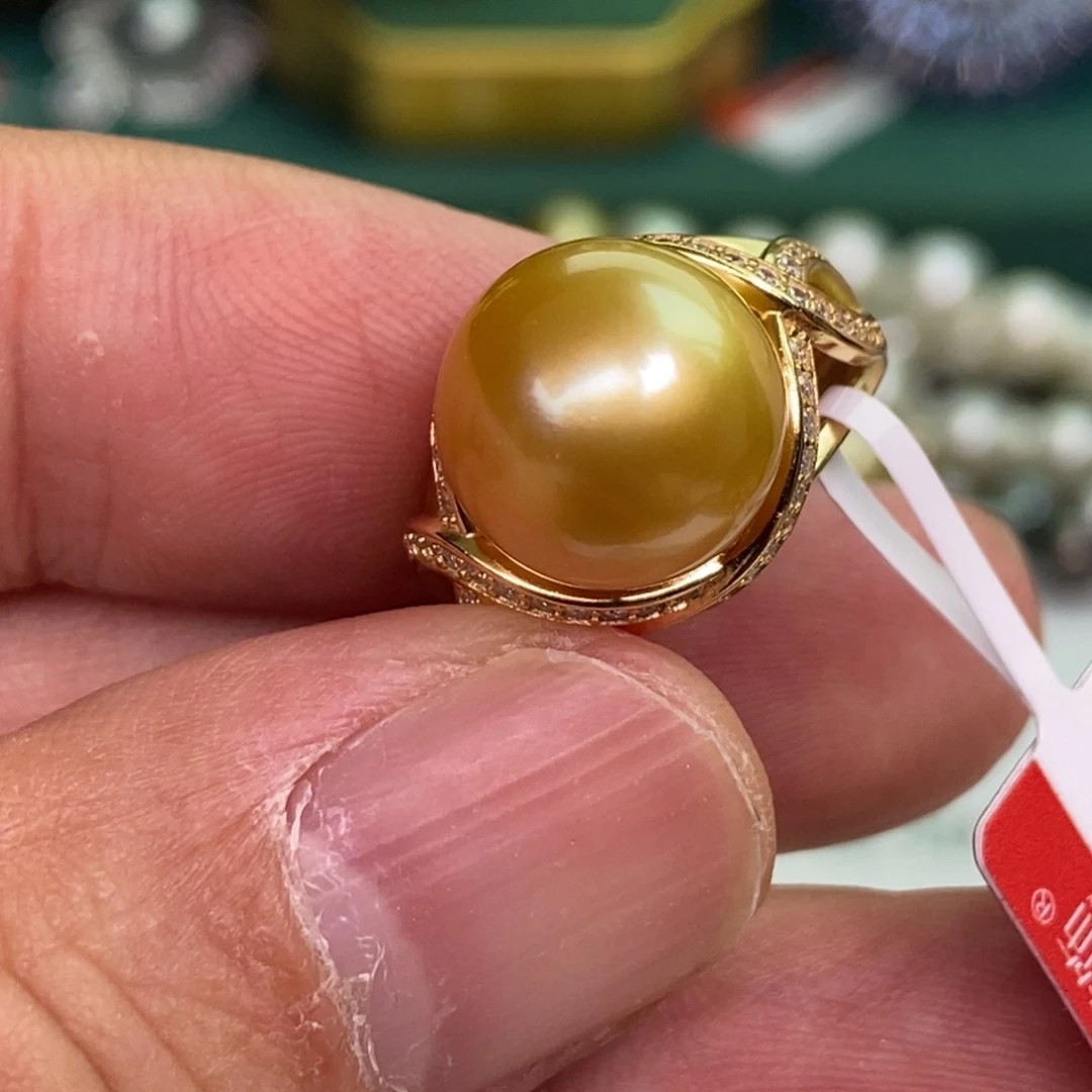 银S925镶嵌戒指海水珍珠