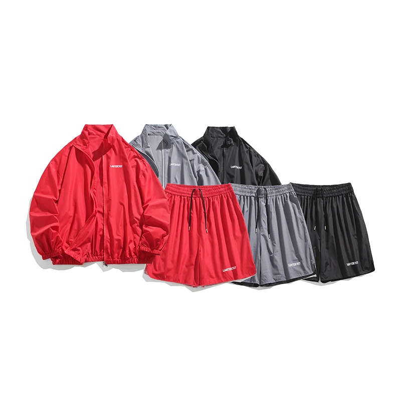 UPF50+防紫外线套装男夏季户外薄款情侣防晒衣套装时尚短款薄外套