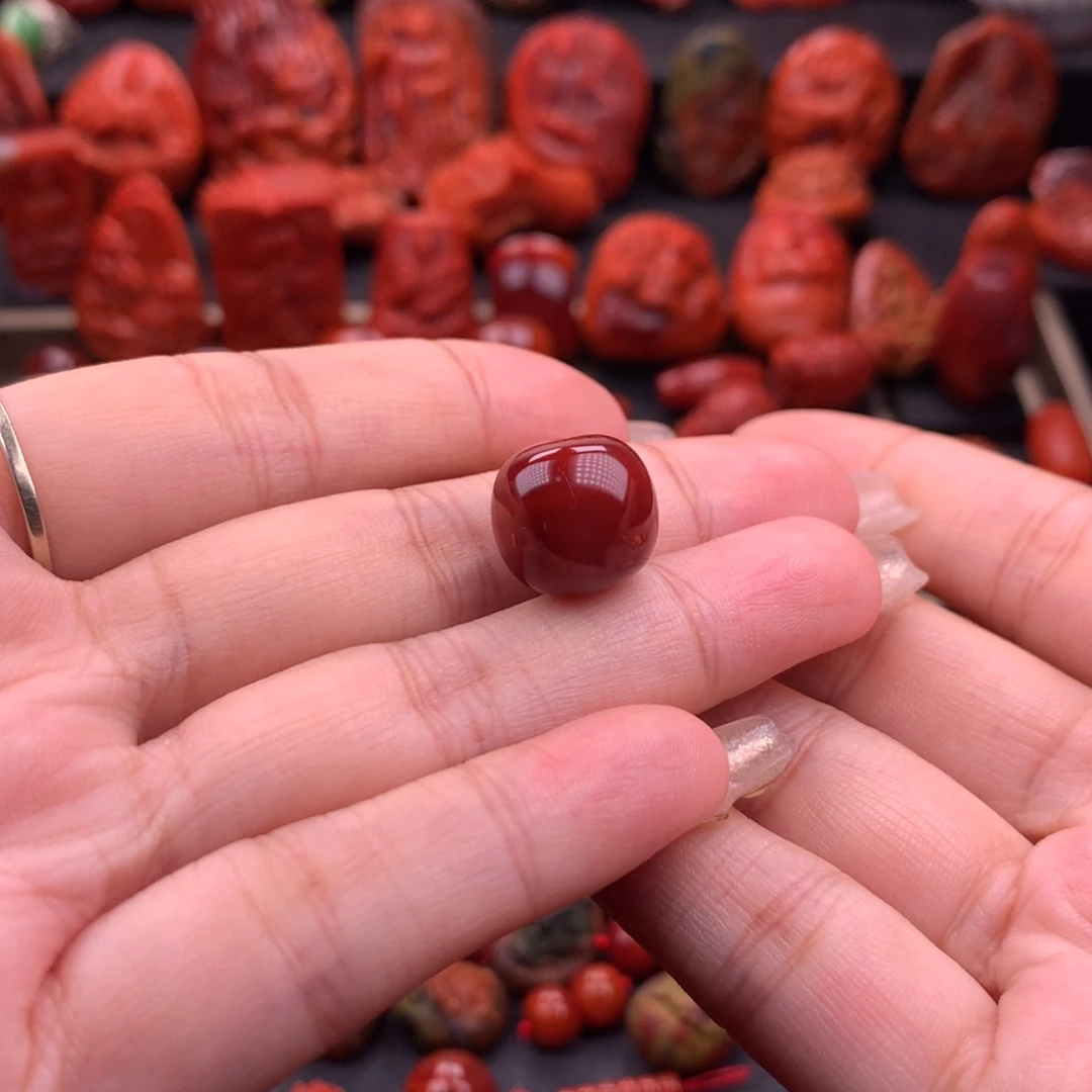 南红玛瑙南红川料原矿牛血红老型单珠14mm未镶嵌
