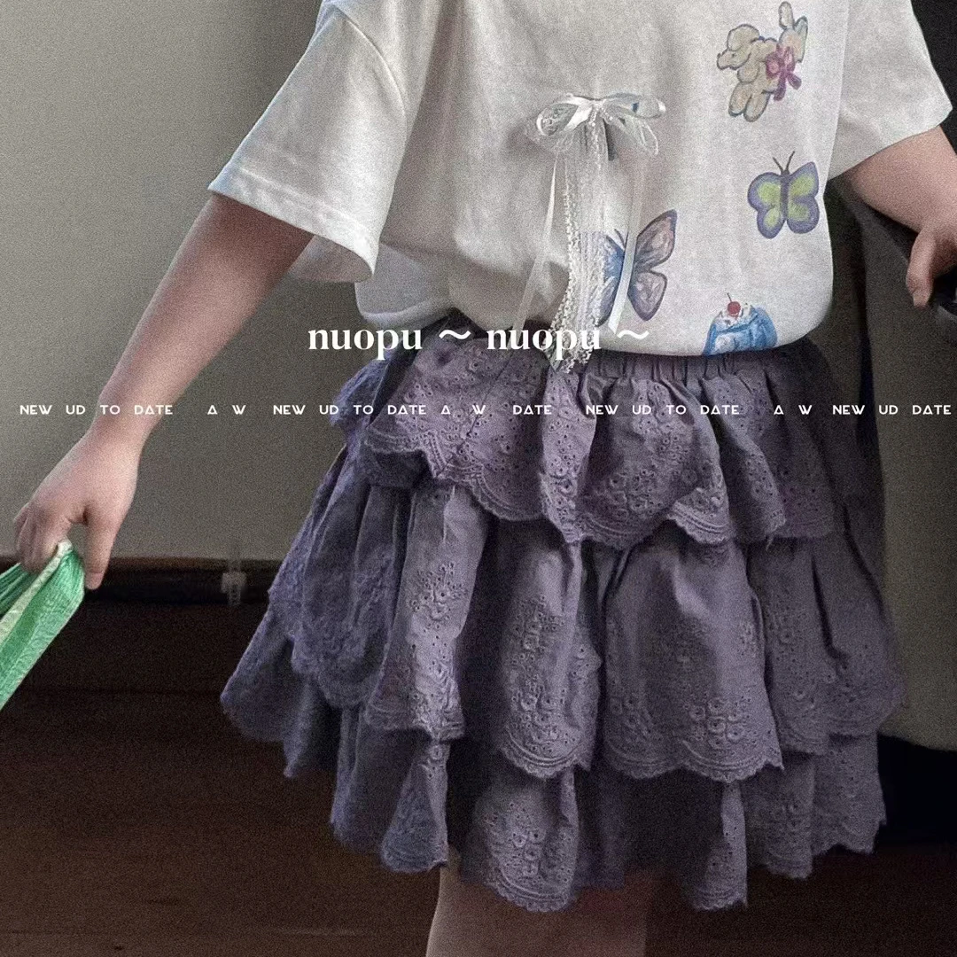 浪漫法式甜美风紫色绿色蛋糕半裙苞短裙童装夏节半身裙yy082