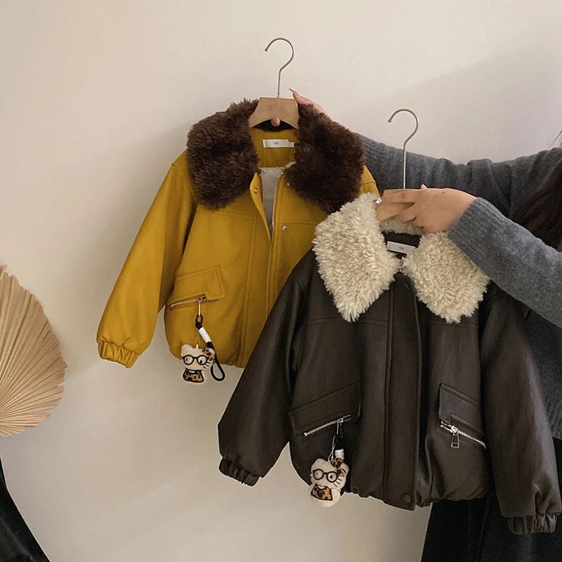 【安安家】女童韩系洋气毛领加绒夹克2025秋冬季新款百搭潮Z-WWH06