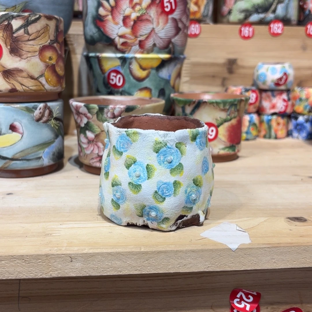 紫砂花盆景德镇手绘花盆陶瓷6/6