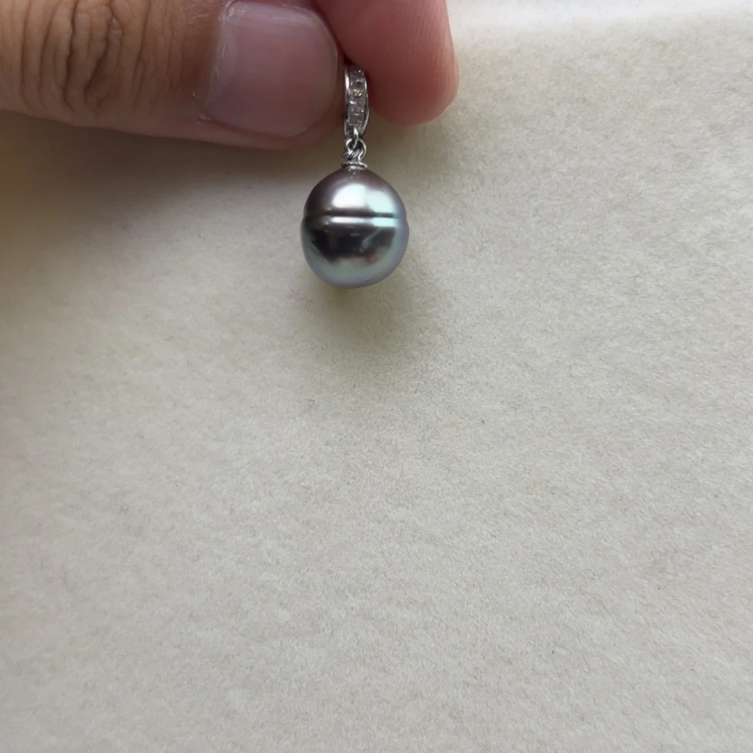银S925镶嵌吊坠(不含链)海水珍珠11.5mm大溪地万能扣