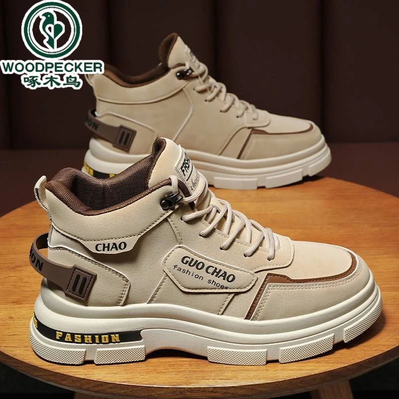 【正品】啄木鸟男鞋工作防水登山工装马丁潮鞋男士鞋子男士休闲鞋