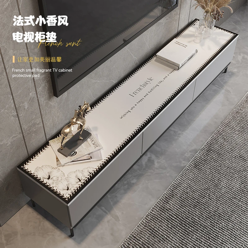 法式小香风电视柜桌垫免洗餐边柜盖布鞋柜酒柜玄关柜台面保护垫子