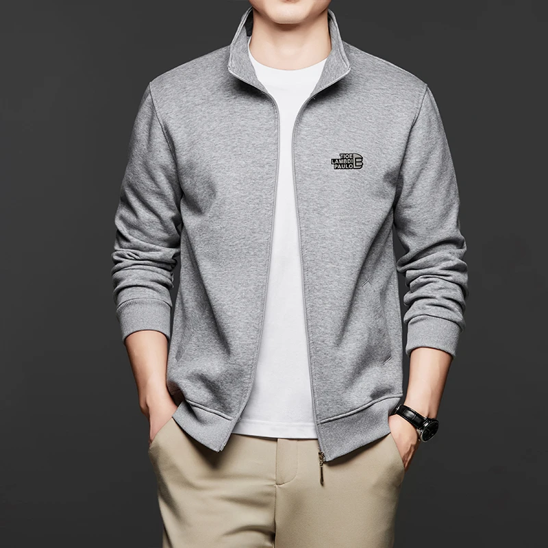 25年新款男士透气上衣卫衣男士休闲男士简约立领卫衣外套立领