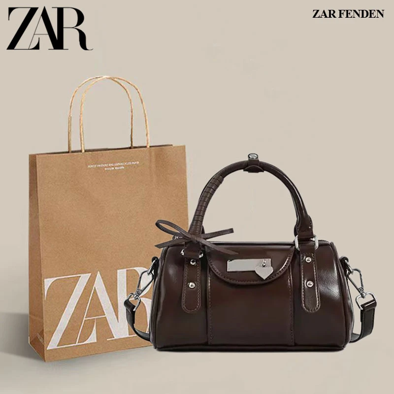 ZAR FENDEN原创秋冬芭蕾保龄球包2025新款甜酷风蝴蝶结手提斜挎包