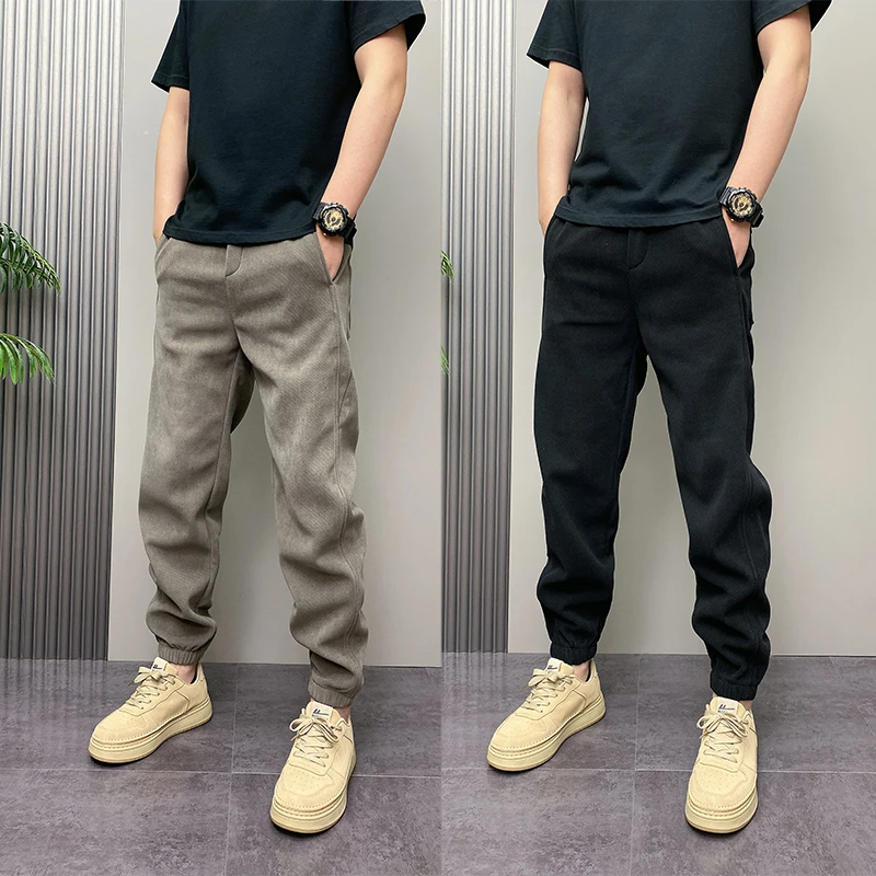 裤子男冬季加绒纯色百搭休闲裤高级感穿搭博奥绒长裤束脚运动裤子