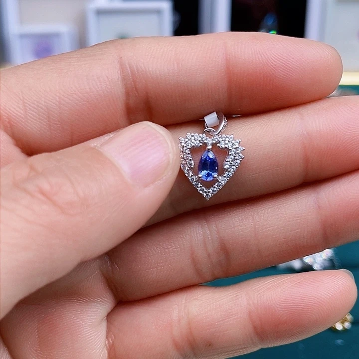 坦桑石颈饰银S925镶嵌