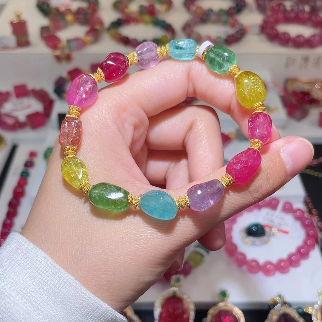 【相传碧玺】18K碧玺设计款手串 气质轻奢女士小众碧玺手链时尚