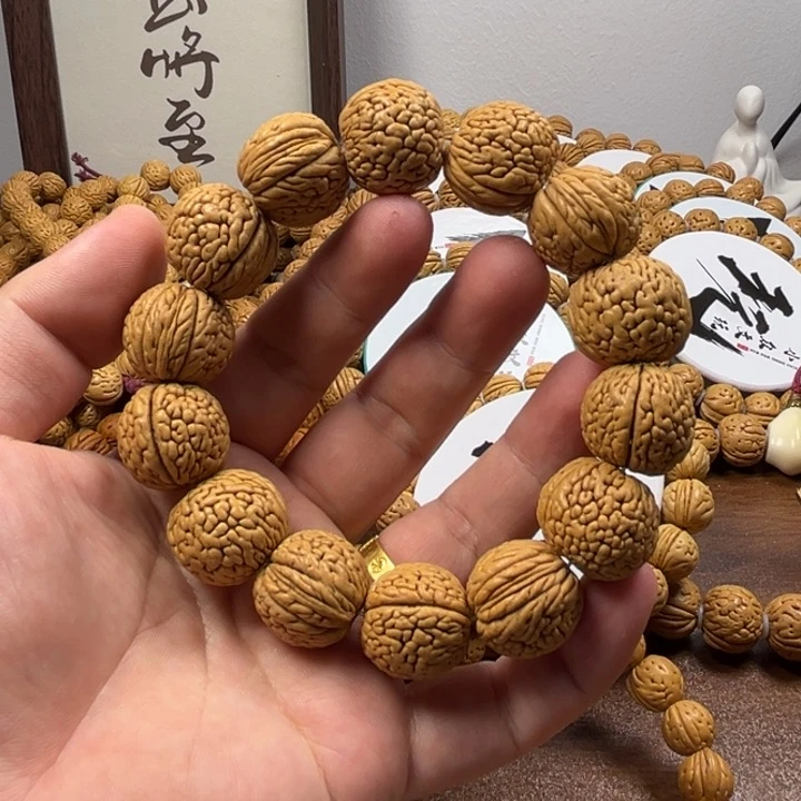 桃核手串22尺寸龙鳞柳叶