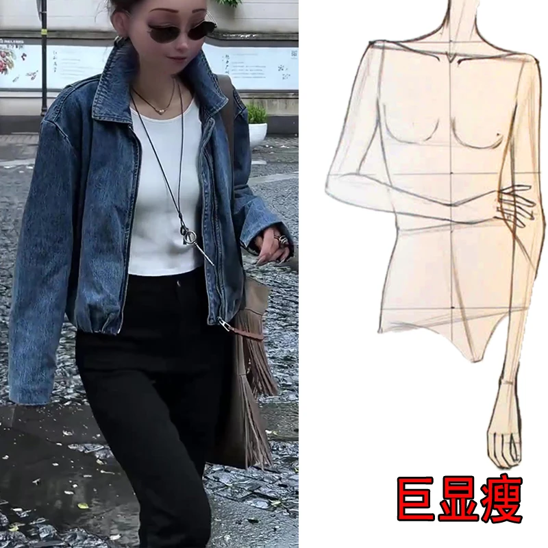 早秋新款韩版潮流时尚休闲百搭宽松遮肉显瘦气质宽松休闲牛仔外套