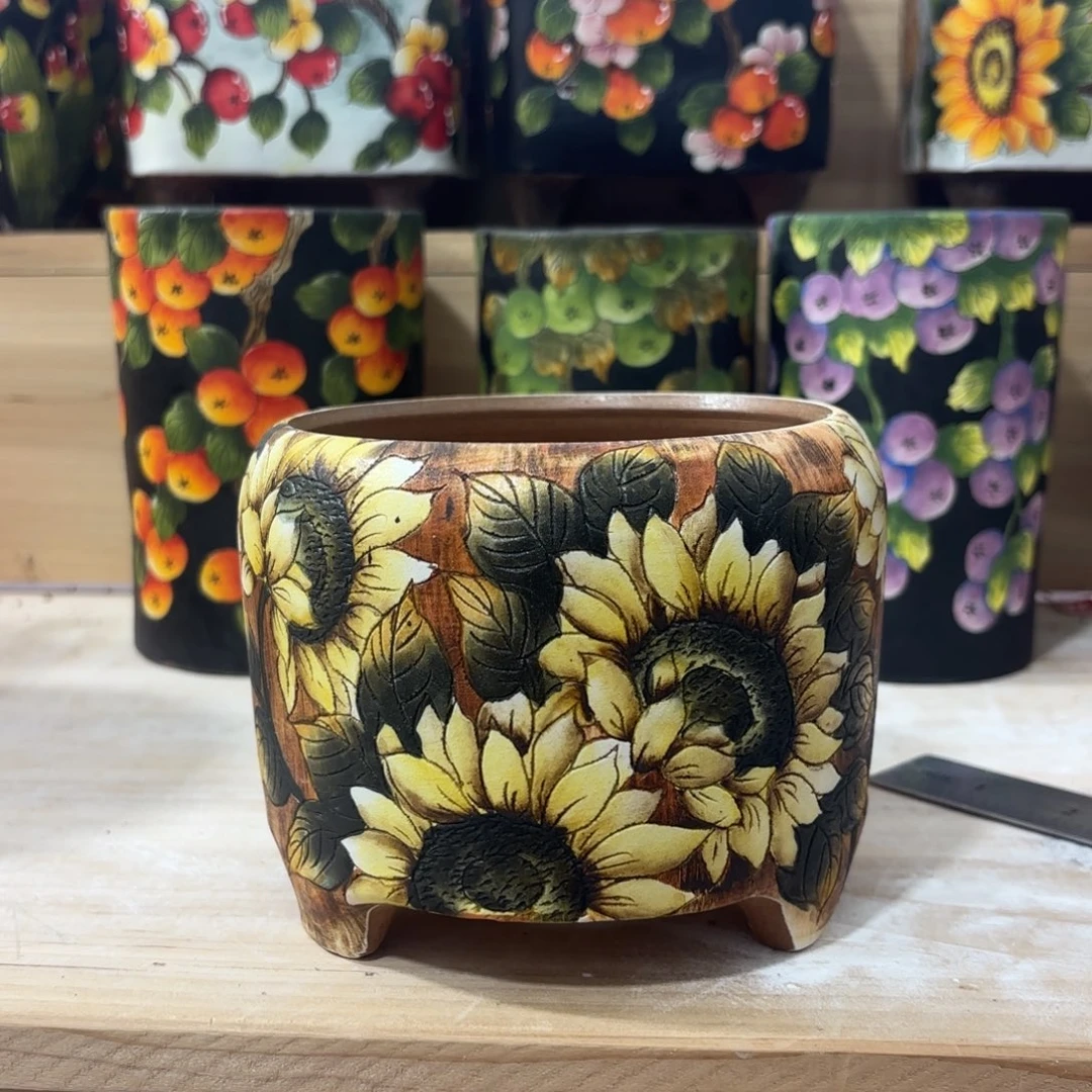 景德镇手绘花盆陶瓷11/11微瑕