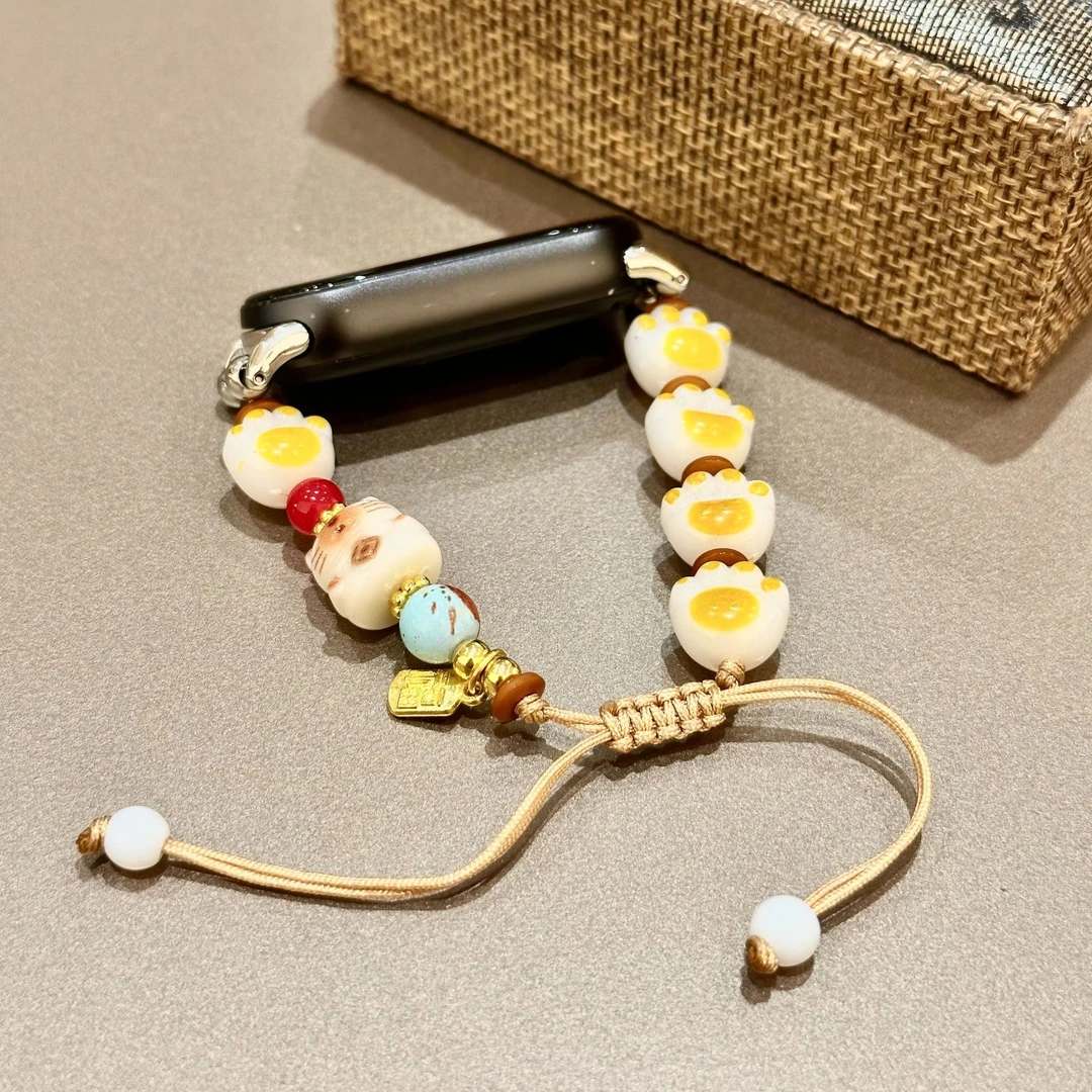 瑞馨宜炭烧焦糖猫爪适用于小米手环9/9Pro表带复古风红米watch4女