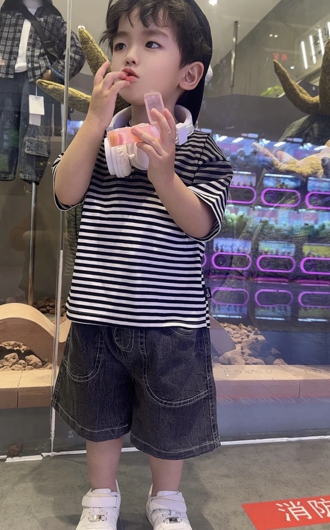 【棉逗熊品牌】2025男童韩版夏季休闲中大童百搭T恤-15005