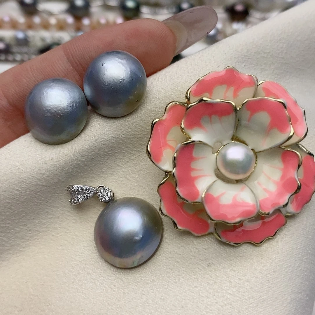 【闪购商品】耳饰银S925镶嵌拼合珍珠（马贝珠）