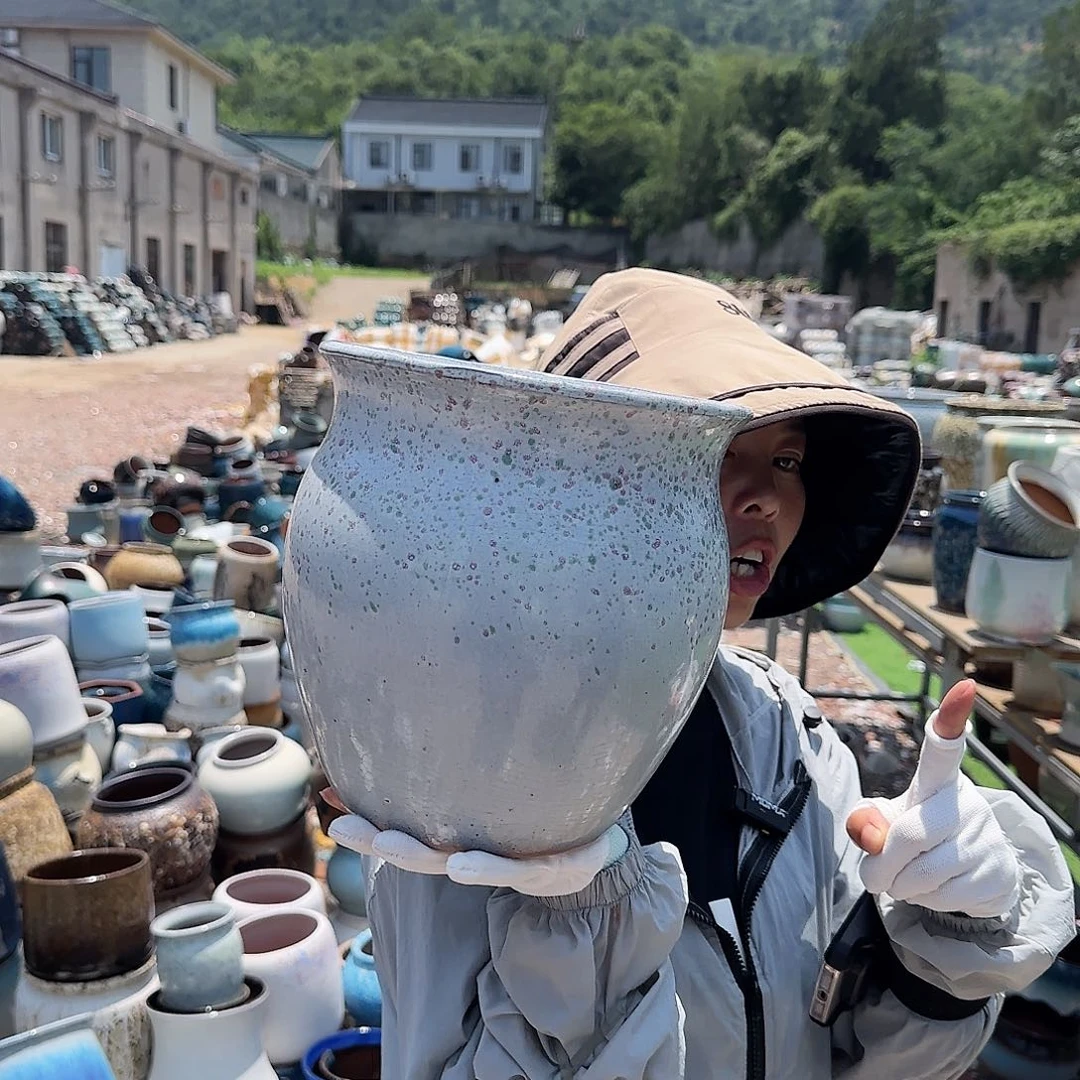 紫砂花盆王嫂花盆直播0617-303瑕疵高23口21