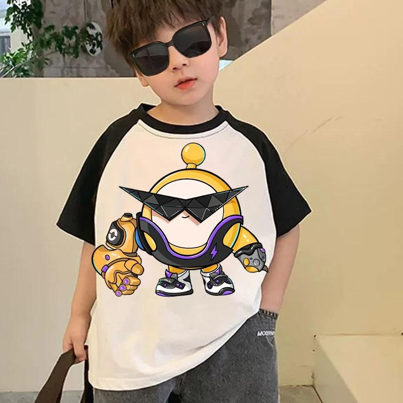 蛋仔派对上衣艾比短袖t恤纯棉男女儿童夏装卡通宝宝游戏周边衣服