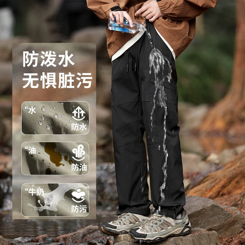 亦声情侣冲锋裤防风防水防刮耐磨工装裤女户外旅行保暖长裤直筒裤