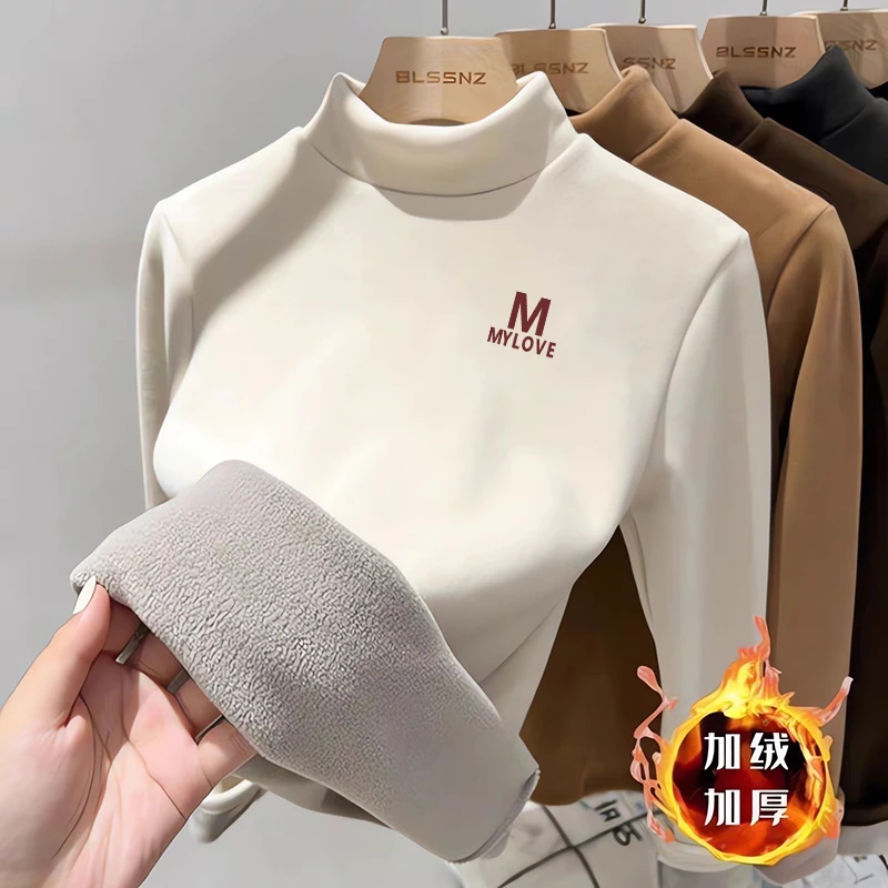 2025新款德绒奥粒绒半高领打底衫加绒加厚内搭保暖一体绒男女童