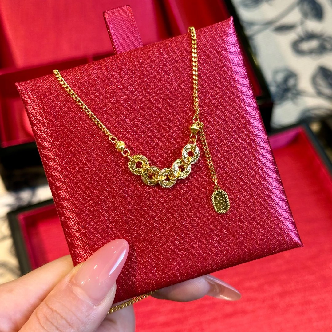 铜合金项链 新中式项链女吊坠精致大气百搭新款轻奢古法旋转气质