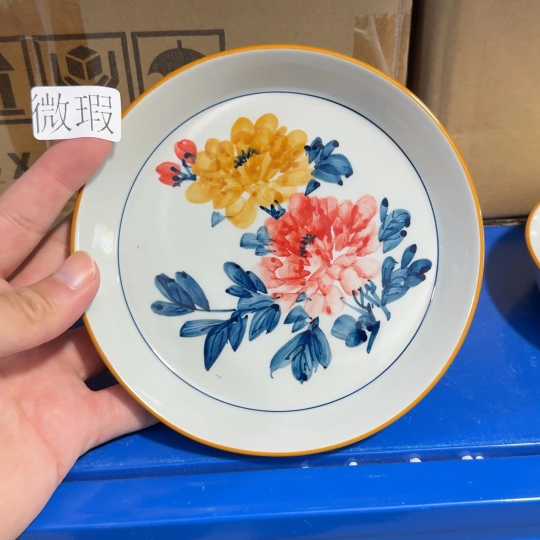釉下手绘茶具微瑕
