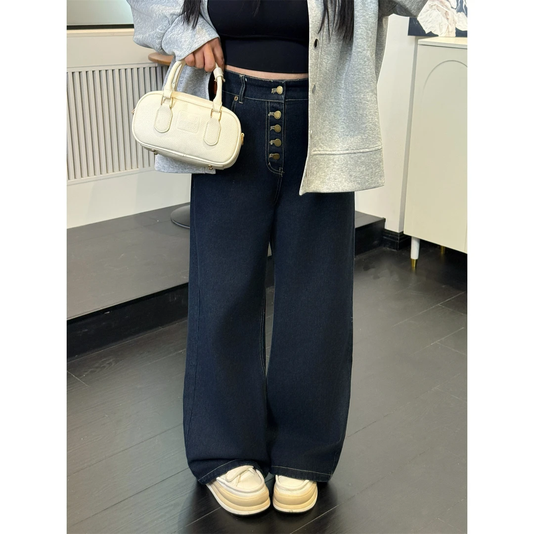 断码捡漏~大码女装秋季宽松花契200斤胖mm慵懒风牛仔裤15664-H