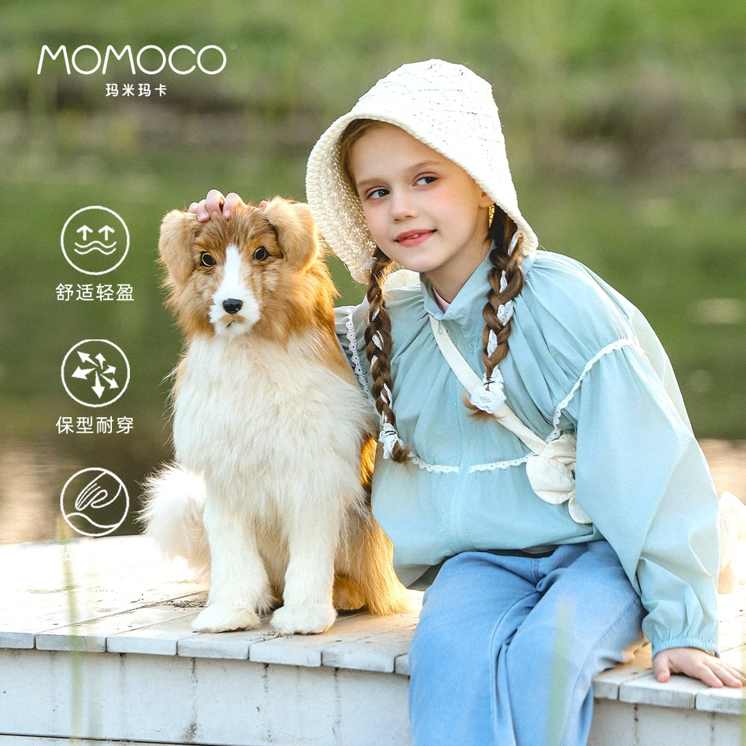 MOMOCO夏季女童中大童甜美花边外套拉链休闲风薄款77640107002