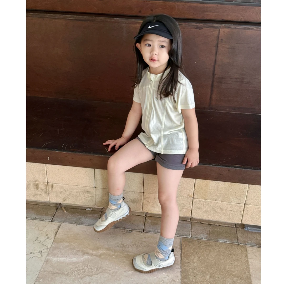 小思家女童2025夏季休闲韩版运动风拉链薄款上衣百搭打底裤套装