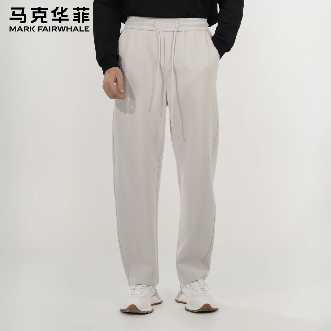 马克华菲2025秋季直筒透气舒适百搭休闲裤纯色宽松抽绳卫裤男装