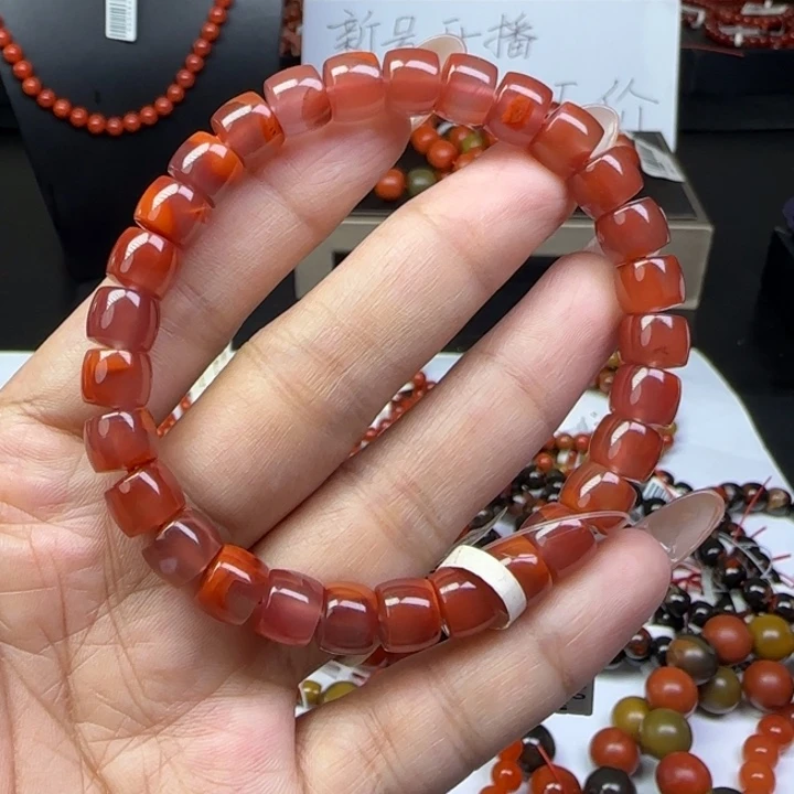 未镶嵌手链南红玛瑙九口烟紫8mm