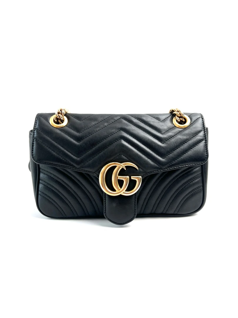 95新 GUCCI/古驰 安洁利严选黑金马蒙26单肩包 WHZ509055H