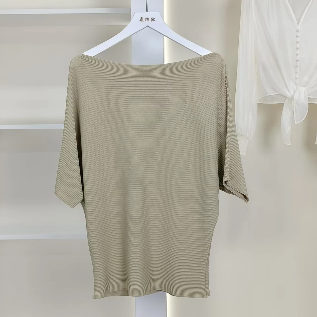 一路童行 3051373 蝙蝠衫一字领针织宽松休闲T恤显瘦2025夏