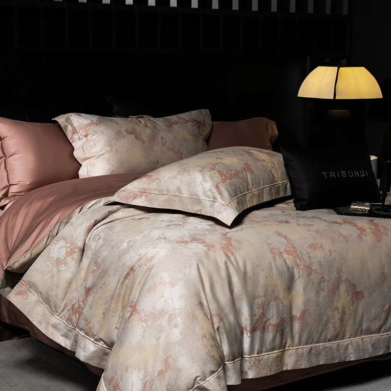 2025新款100支全棉纯棉色织大提花四件套床单被套被罩床上三件套4