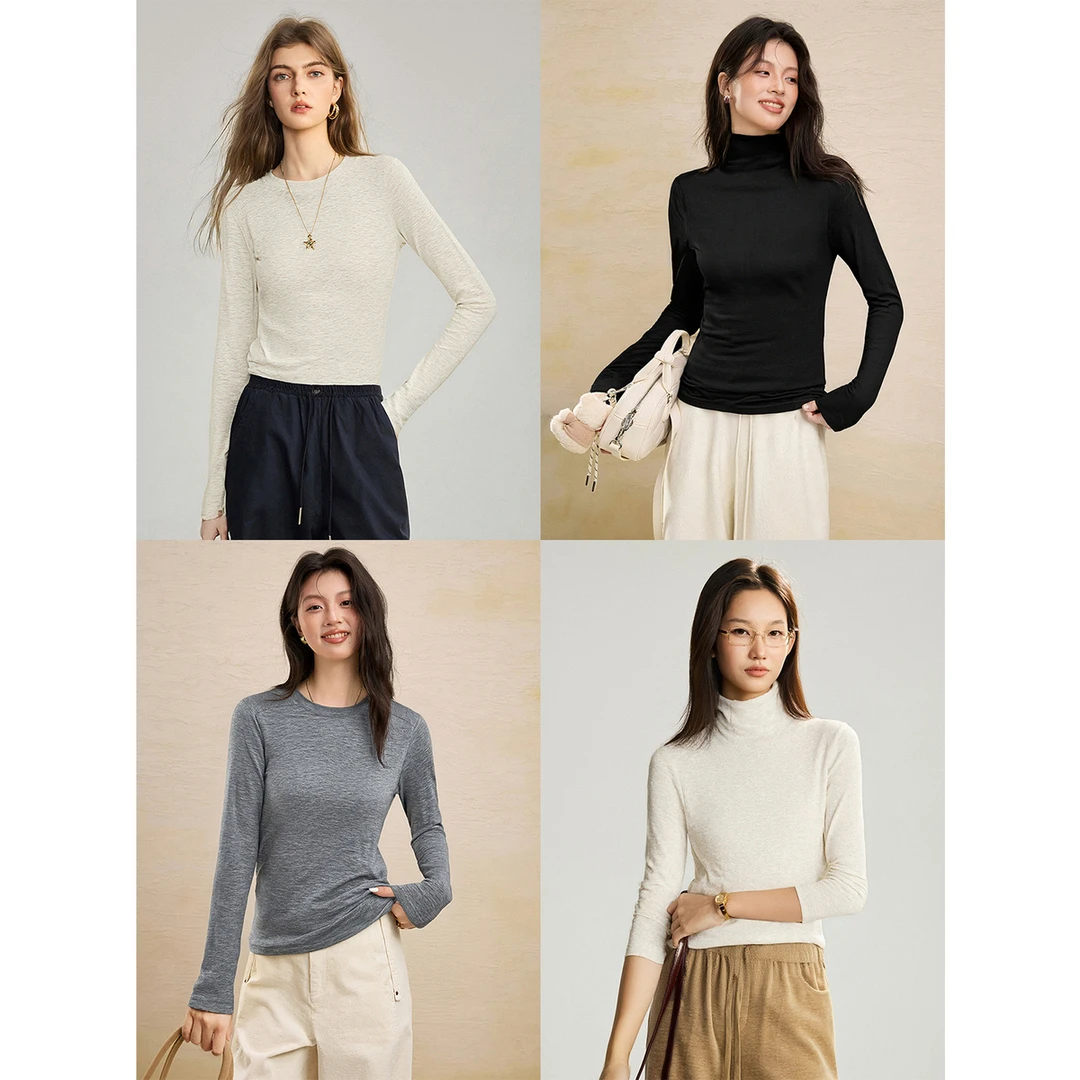 【暖绒衣系列】南瓜谷 秋冬克什米尔顶细无感羊绒T恤FX4TX0773-A