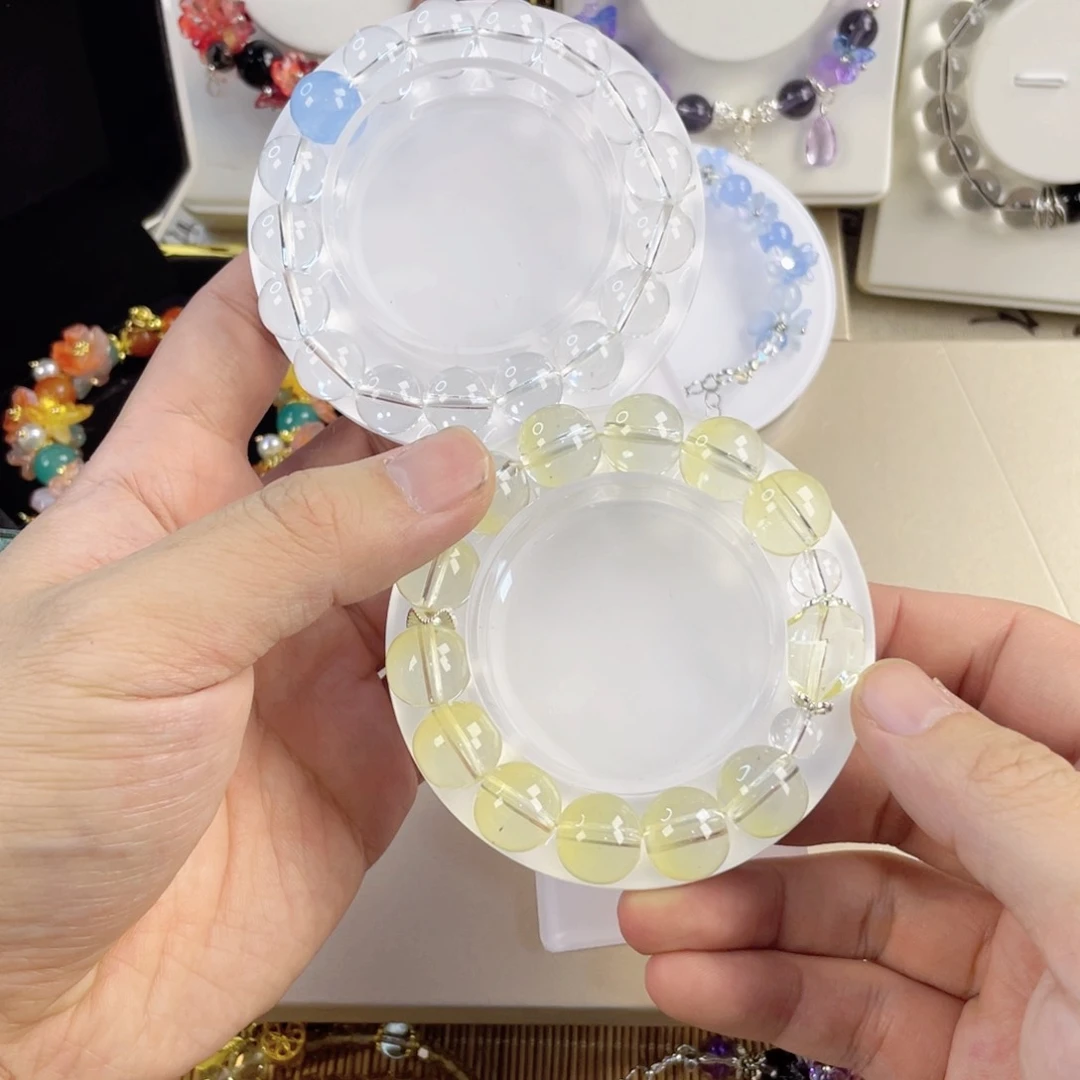 水晶手串银S800镀金镶嵌