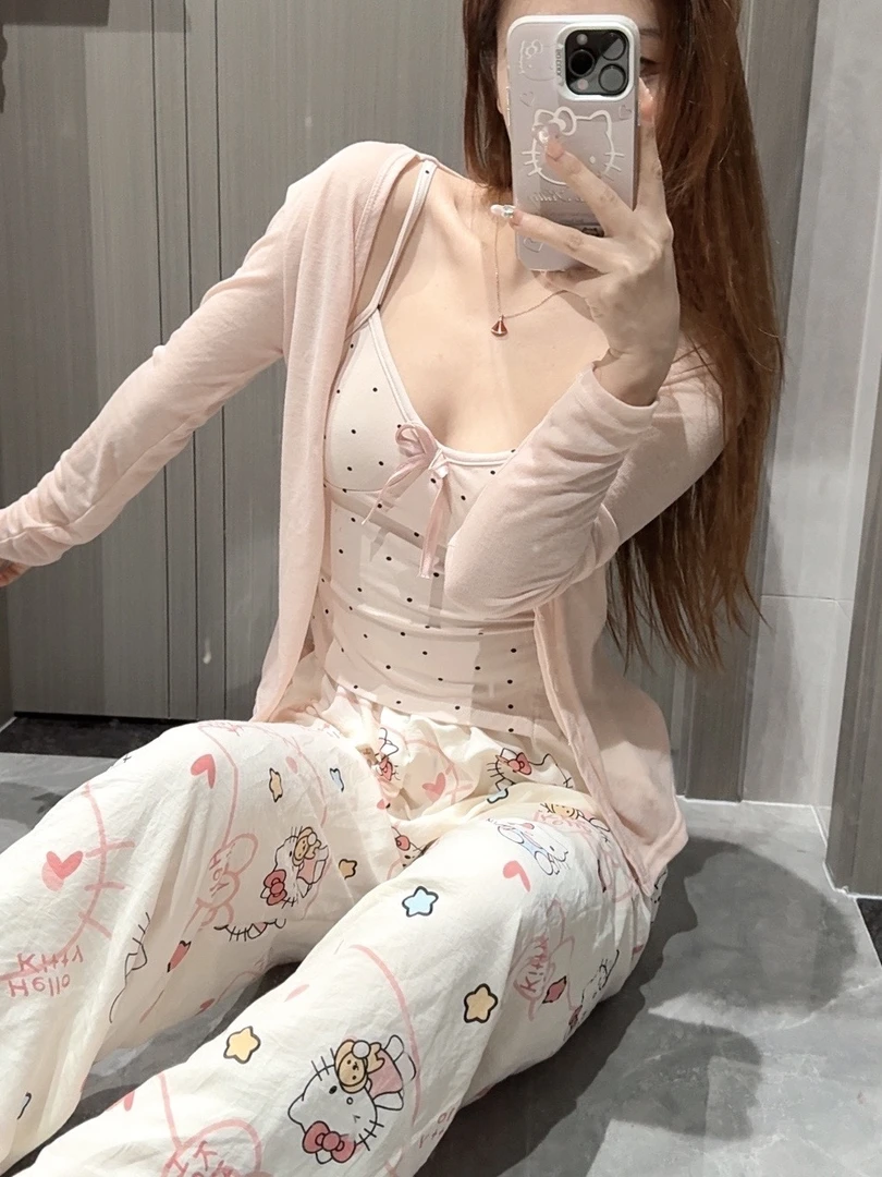 【柔粉】夏季粉系纯欲感带胸垫少女系列睡衣套装