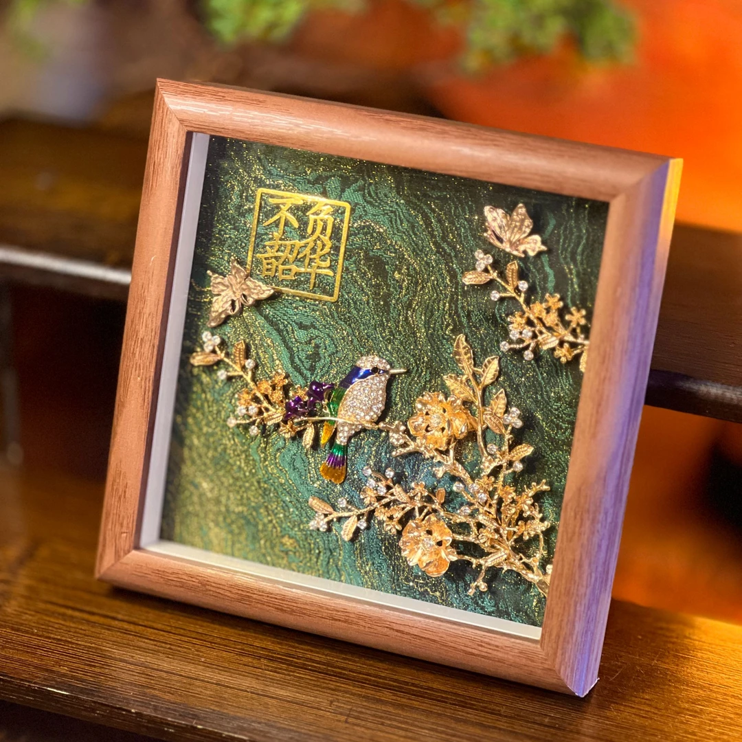 【6寸春和景明】手工古风合金珐琅立体中空摆台画古风装饰画礼品画