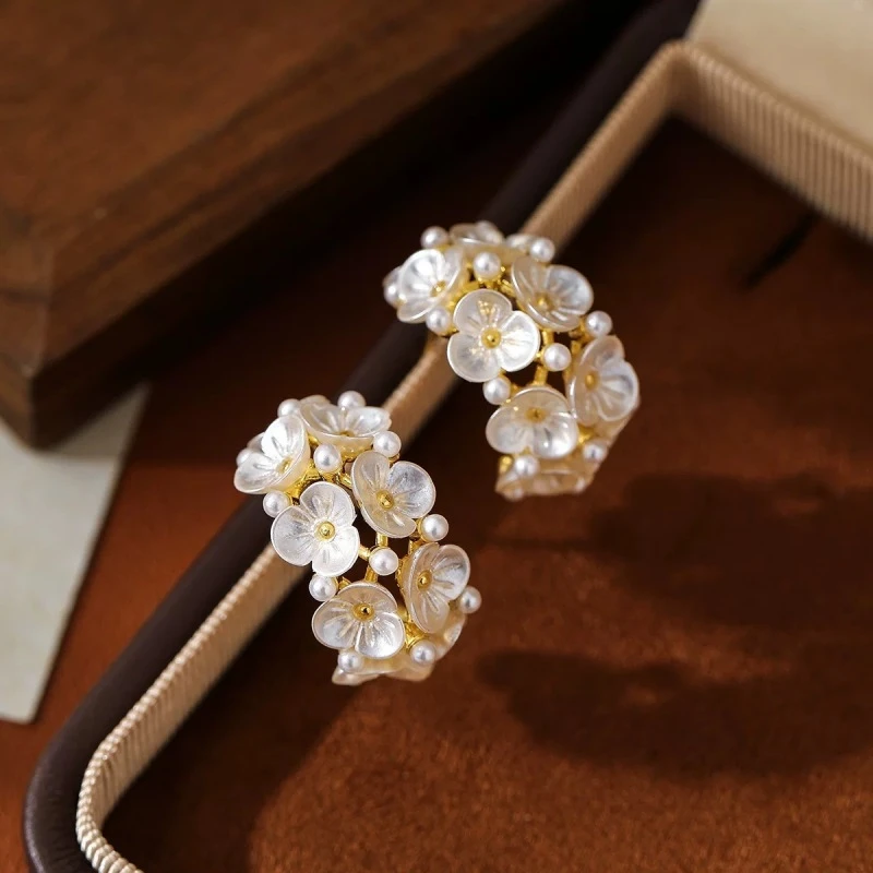 925银耳饰 铜合金S925银针【林间花影】耳饰BORUIYA耳环时尚耳钉