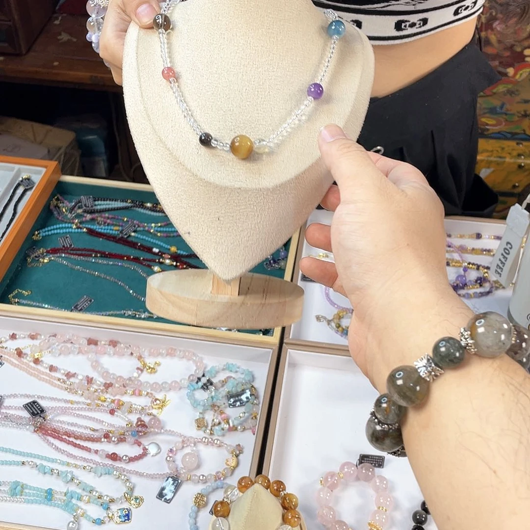 水晶手链银S925镀金镶嵌