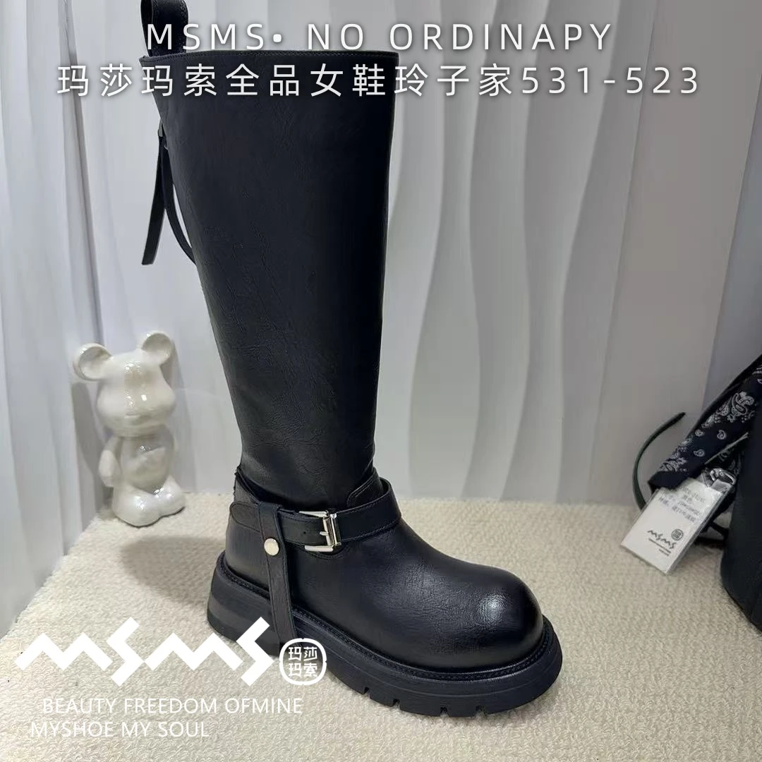 <玛莎玛索>2025冬季新款二棉531-523女士长筒拉锁厚底时尚时装靴.
