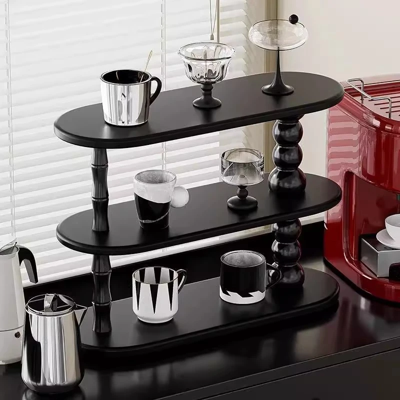 高颜值木质水杯置物架家用客厅多功能咖啡杯收纳架化妆品架子收纳