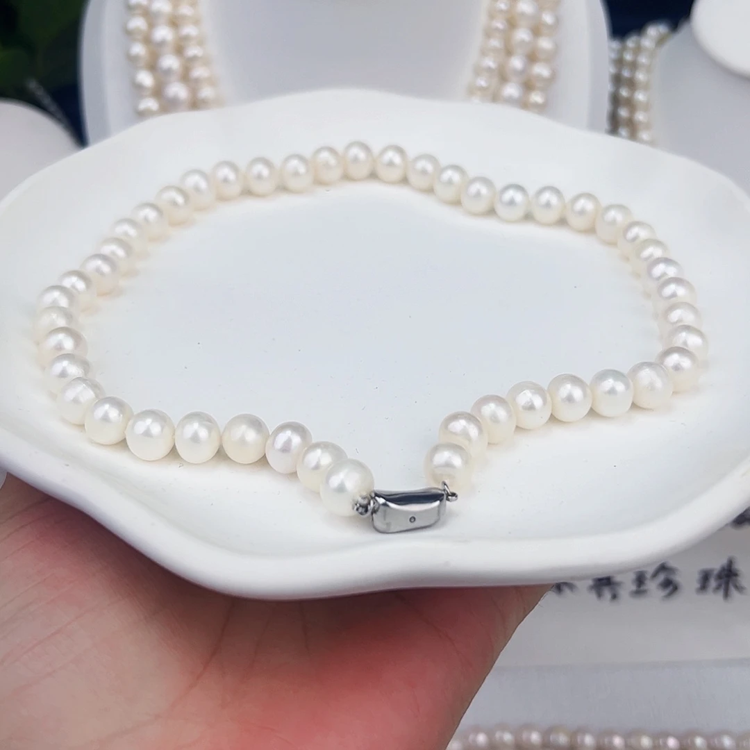 淡水珍珠颈饰未镶嵌9-10近正圆，45cm