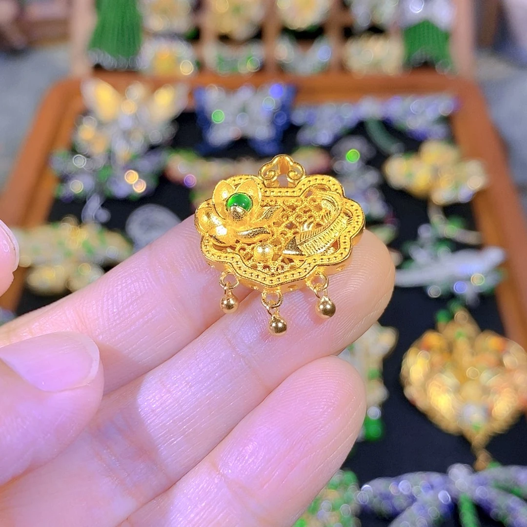 吊坠(不含链)银S925镶嵌翡翠