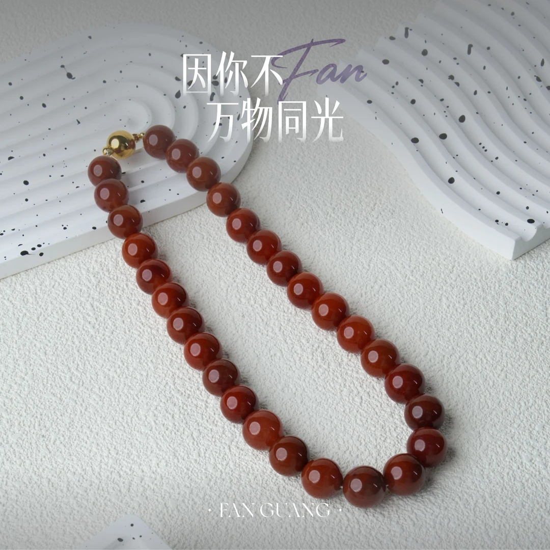 【好运来-项链】老矿红兔毛油润十足14mm彩兔毛天然水晶项链
