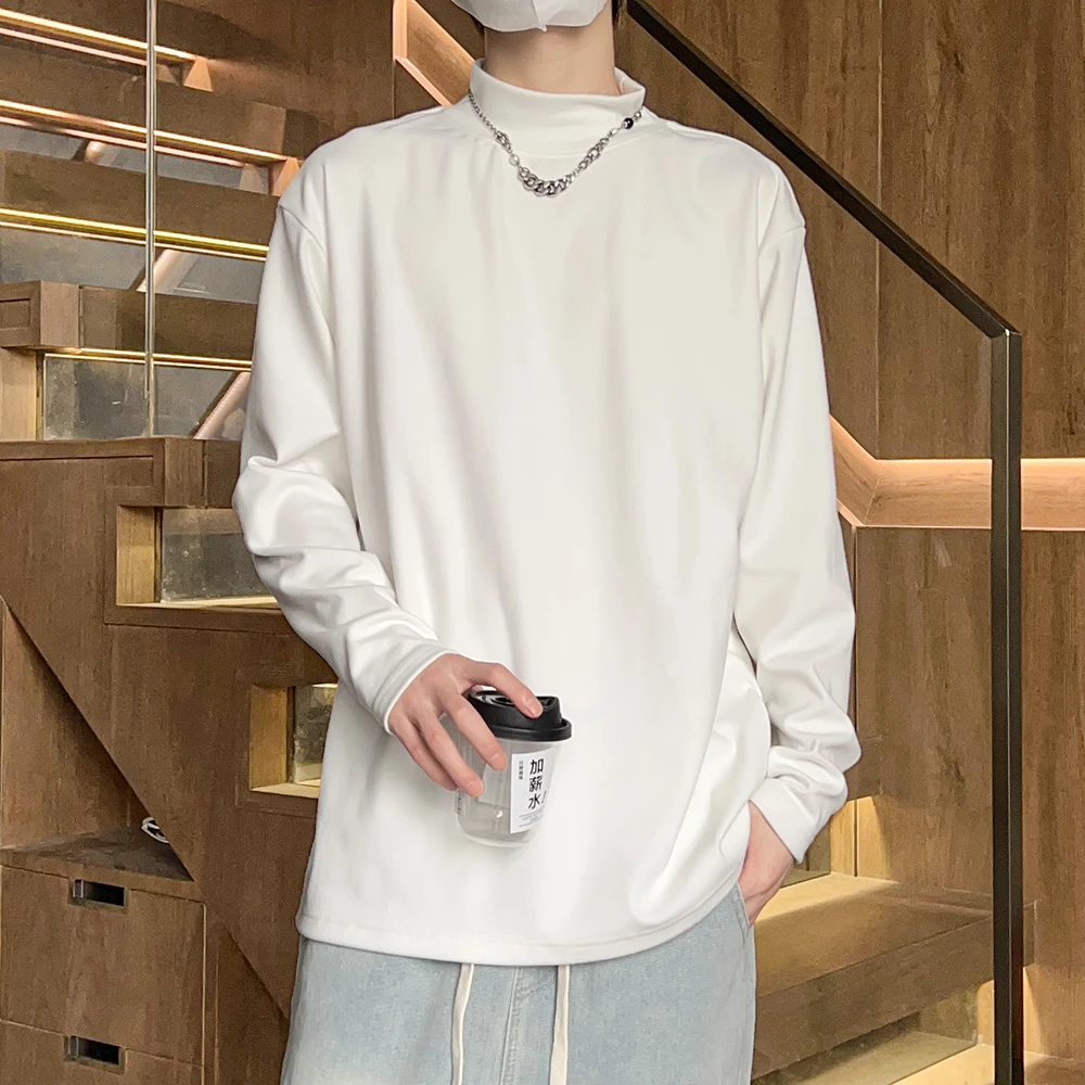 2025冬季新款德绒打底衫纯色t恤男长袖百搭宽松韩版休闲保暖上衣