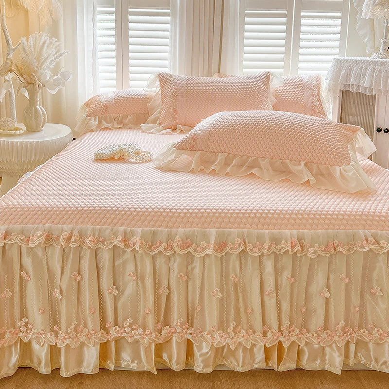 法式冰豆豆床群凉席三件套夏季床罩款冰丝凉席床套罩床垫套保护罩