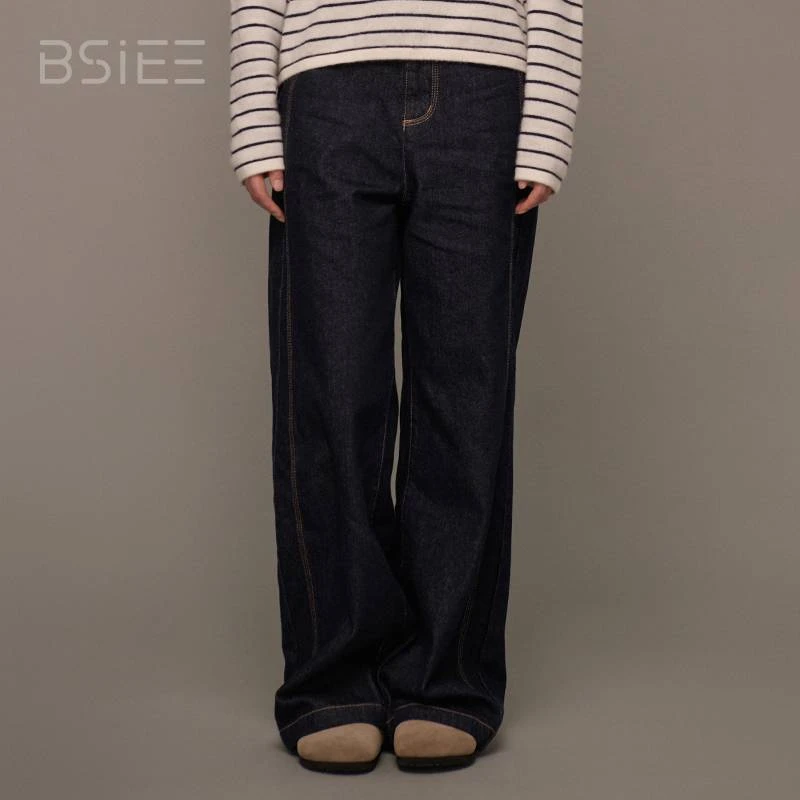 设计感口袋阔腿牛仔裤宽松裤子阔腿裤fevmistudio裤子原牛